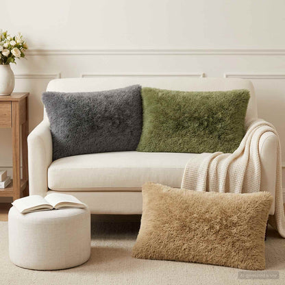 Cushion Cover 6 pcs HEERLEN Green 50 x 70 cm PV Fleece