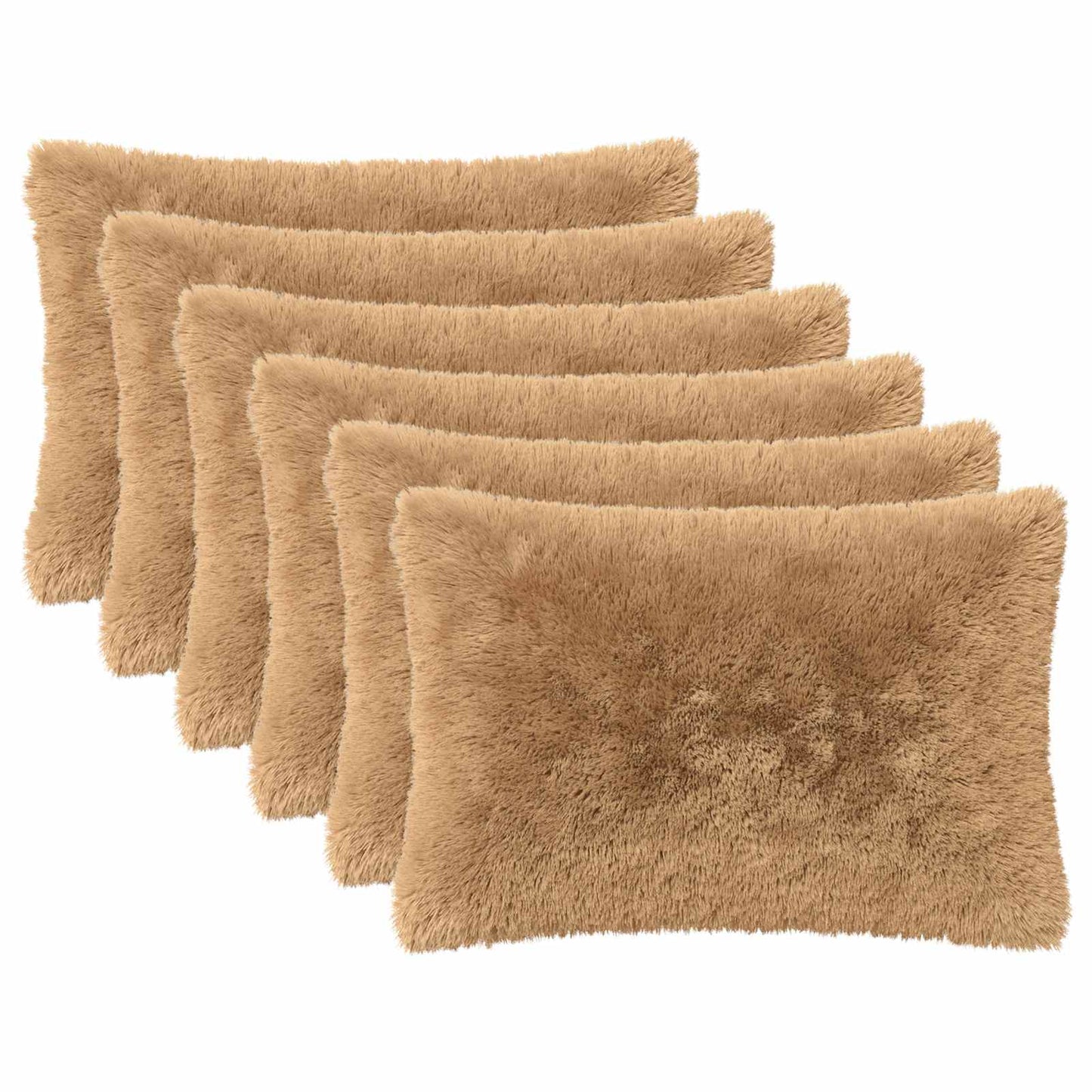 Cushion Cover 6 pcs HEERLEN Taupe 50 x 70 cm PV Fleece