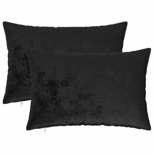 Cushion Cover 2 pcs HEERLEN Black 50 x 70 cm Flannel