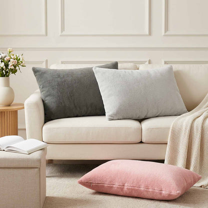 Cushion Cover 2 pcs HEERLEN Dark Grey 50 x 80 cm Flannel