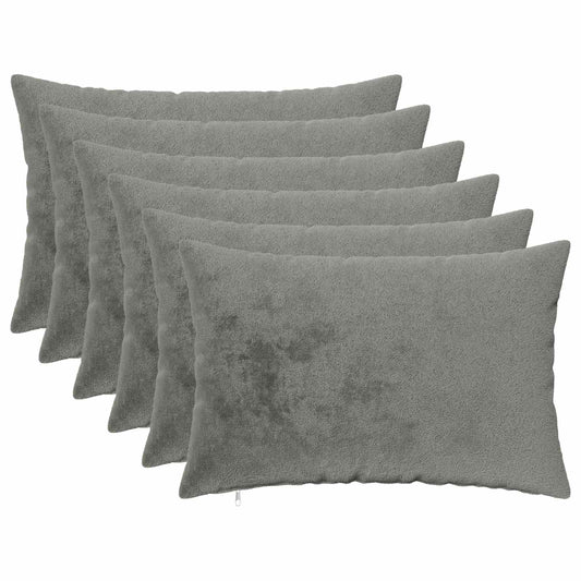 Cushion Cover 6 pcs HEERLEN Dark Grey 50 x 70 cm Flannel