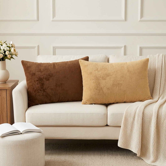 Cushion Cover 2 pcs HEERLEN Light Brown 50 x 80 cm Flannel