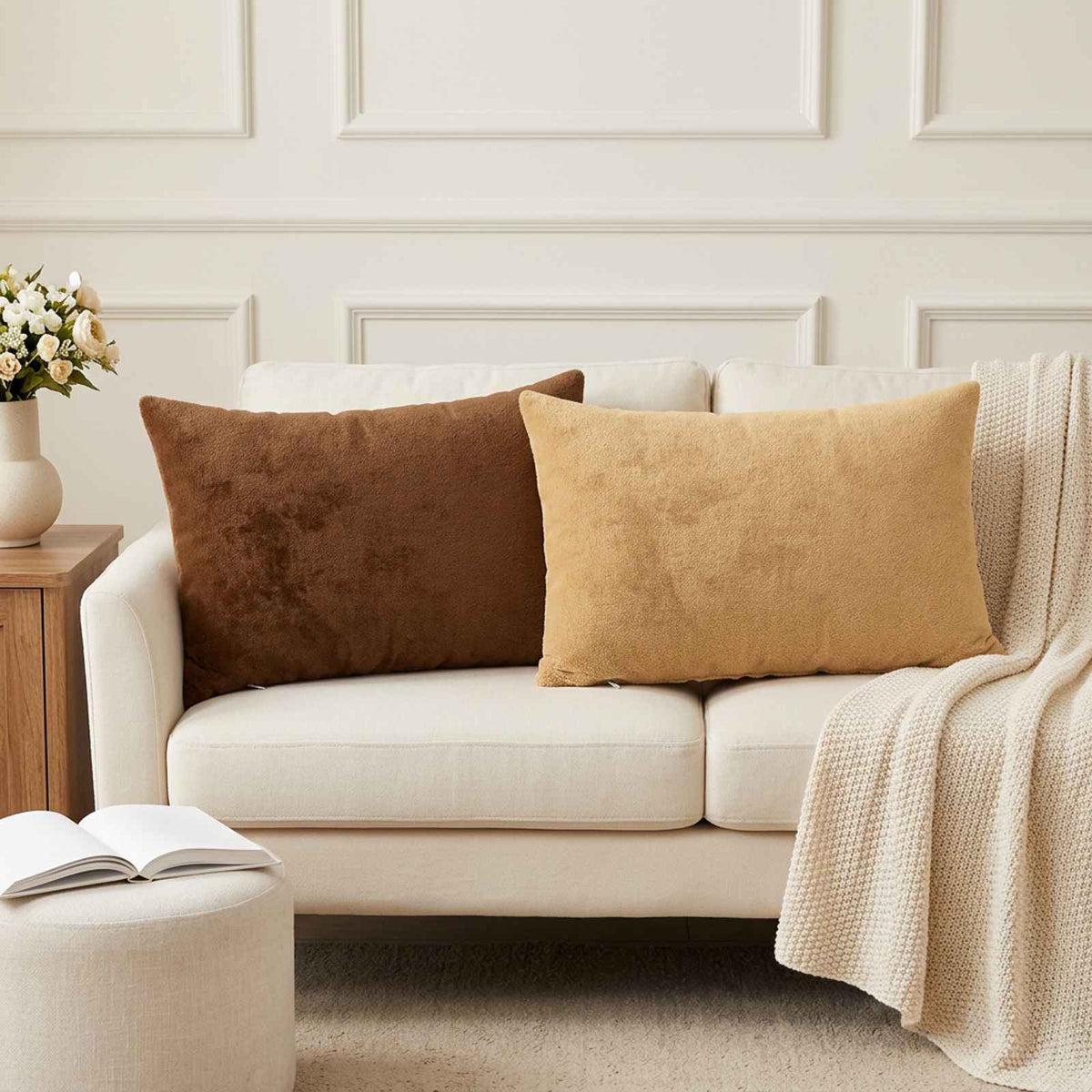 Cushion Cover 6 pcs HEERLEN Taupe 50 x 75 cm Flannel