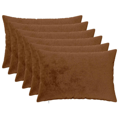 Cushion Cover 6 pcs HEERLEN Light Brown 50 x 70 cm Flannel