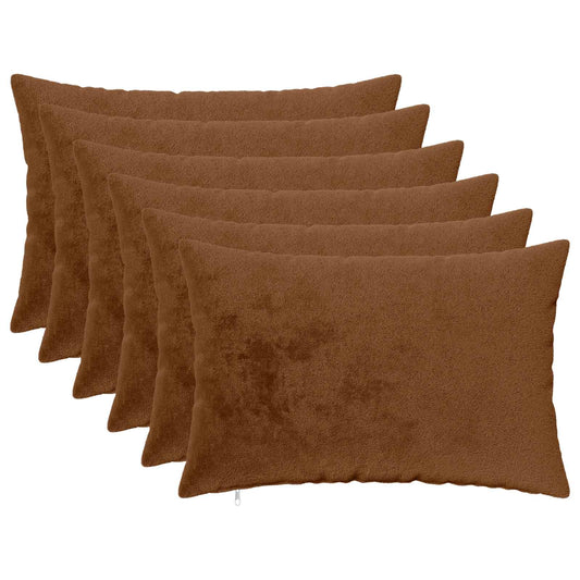 Cushion Cover 6 pcs HEERLEN Light Brown 50 x 70 cm Flannel