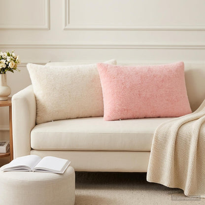 Cushion Cover 6 pcs HEERLEN Pink 50 x 70 cm Faux Rabbit Fur