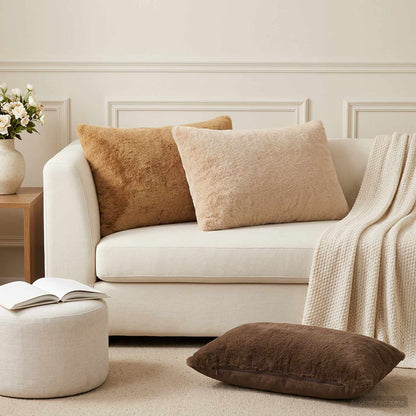 Cushion Cover 6 pcs HEERLEN Taupe 50 x 80 cm Faux Rabbit Fur