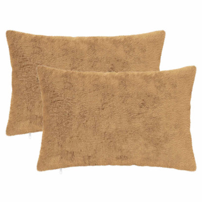 Cushion Cover 2 pcs HEERLEN Taupe 50 x 70 cm Faux Rabbit Fur