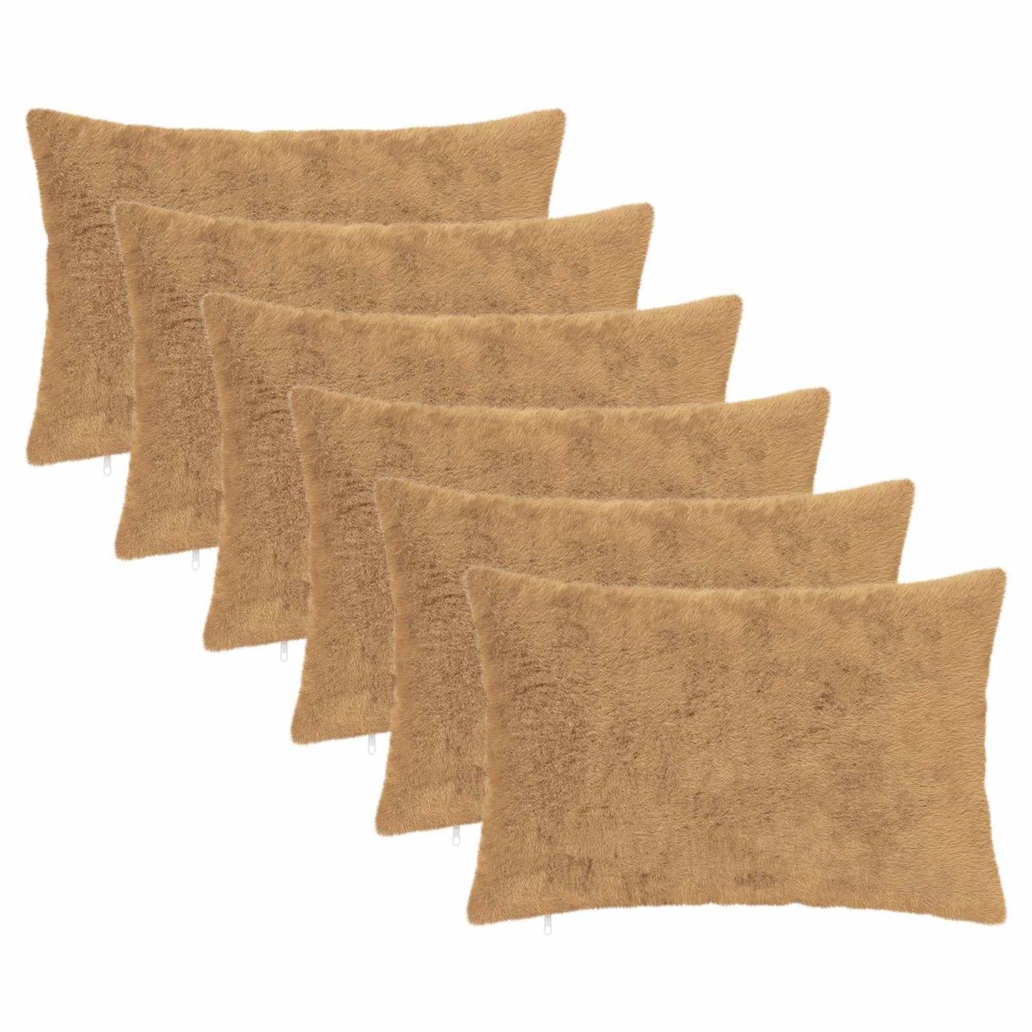 Cushion Cover 6 pcs HEERLEN Taupe 50 x 70 cm Faux Rabbit Fur