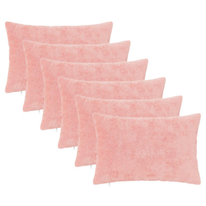 Cushion Cover 6 pcs HEERLEN Pink 50 x 70 cm Faux Rabbit Fur