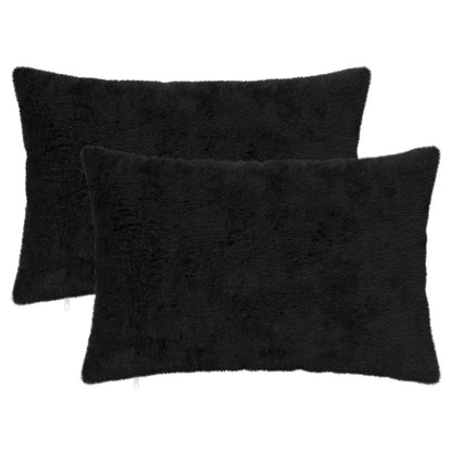 Cushion Cover 2 pcs HEERLEN Black 50 x 70 cm Faux Rabbit Fur