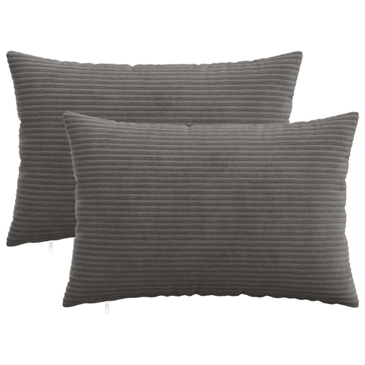 Cushion Cover 2 pcs HEERLEN Dark Grey 50 x 75 cm Corduroy