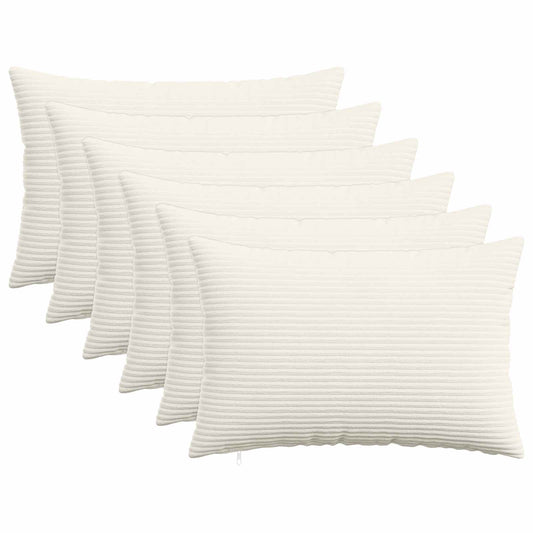 Cushion Cover 6 pcs HEERLEN Cream 50 x 75 cm Corduroy