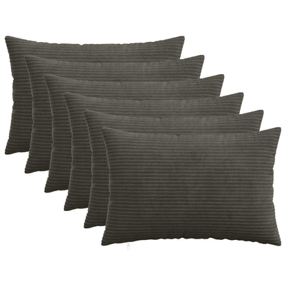 Cushion Cover 6 pcs HEERLEN Anthracite 50 x 75 cm Corduroy