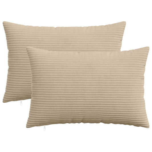 Cushion Cover 2 pcs HEERLEN Taupe 50 x 75 cm Corduroy