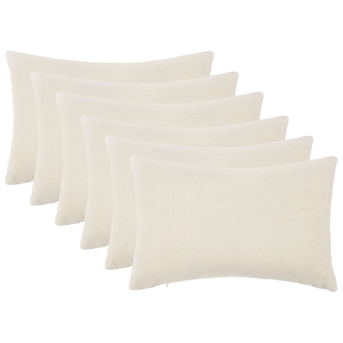 Cushion Cover 6 pcs HEERLEN Cream 50 x 75 cm Bouclé