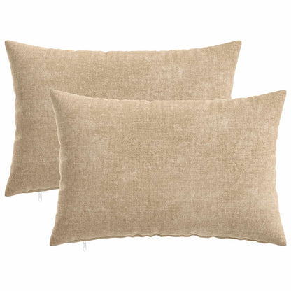 Cushion Cover 2 pcs HEERLEN Taupe 50 x 75 cm Chenille Fabric
