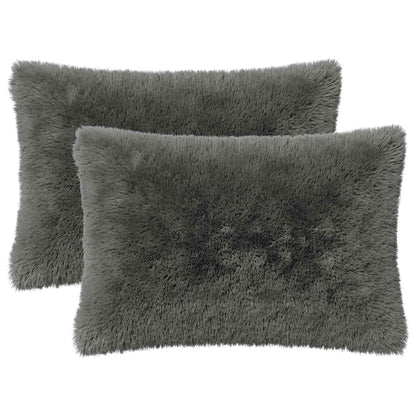 Cushion Cover 2 pcs HEERLEN Light Grey 50 x 75 cm PV Fleece