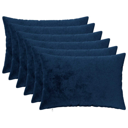 Cushion Cover 6 pcs HEERLEN Navy Blue 50 x 75 cm Flannel