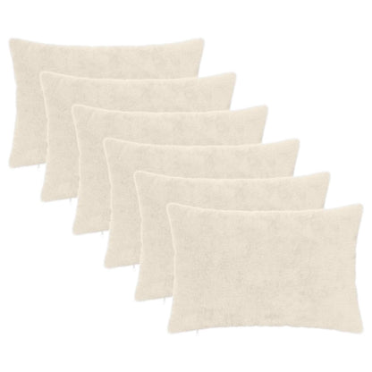 Cushion Cover 6 pcs HEERLEN White 50 x 75 cm Faux Rabbit Fur