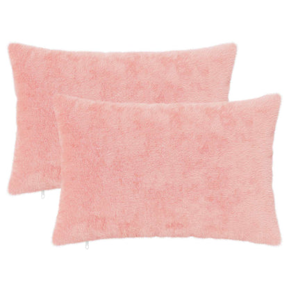 Cushion Cover 2 pcs HEERLEN Pink 50 x 75 cm Faux Rabbit Fur