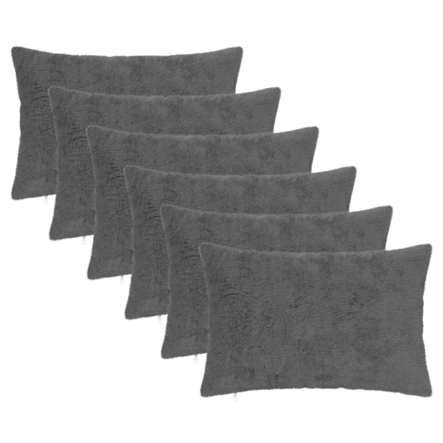 Cushion Cover 6 pcs HEERLEN Dark Grey 50 x 75 cm