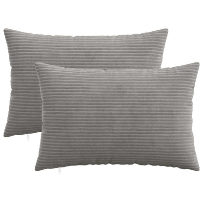 Cushion Cover 2 pcs HEERLEN Light Grey 50 x 80 cm Corduroy