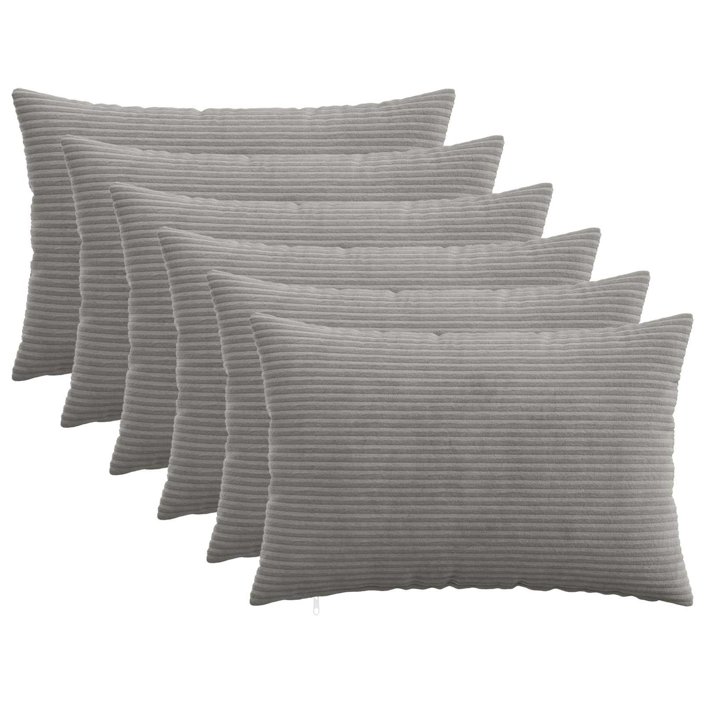 Cushion Cover 6 pcs HEERLEN Light Grey 50 x 80 cm Corduroy