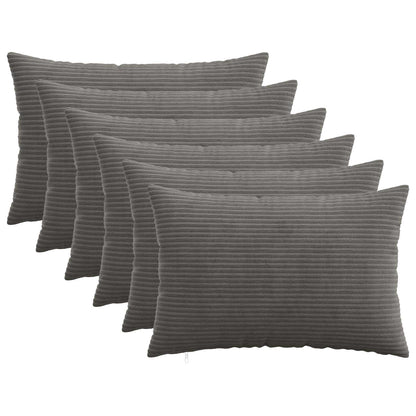 Cushion Cover 6 pcs HEERLEN Dark Grey 50 x 80 cm Corduroy