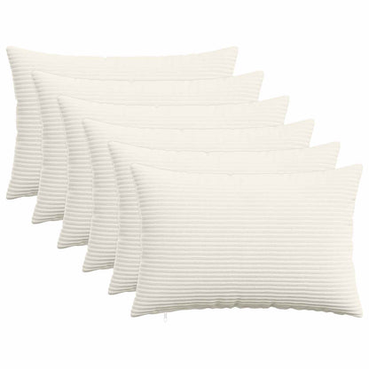 Cushion Cover 6 pcs HEERLEN Cream 50 x 80 cm Corduroy