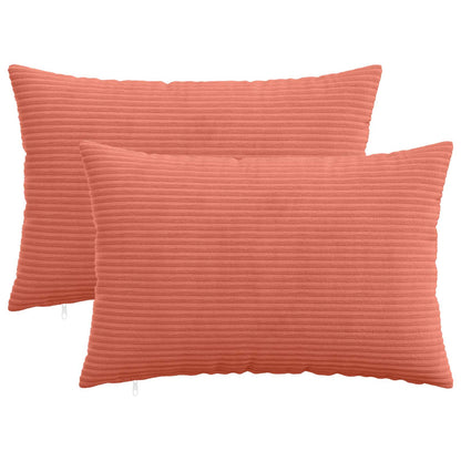 Cushion Cover 2 pcs HEERLEN Red Orange 50 x 80 cm Corduroy