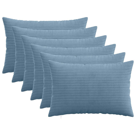 Cushion Cover 6 pcs HEERLEN Blue 50 x 80 cm Corduroy