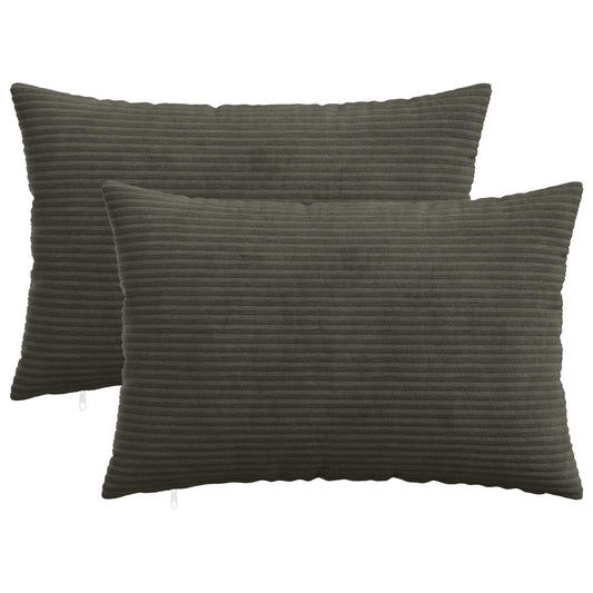 Cushion Cover 2 pcs HEERLEN Anthracite 50 x 80 cm Corduroy