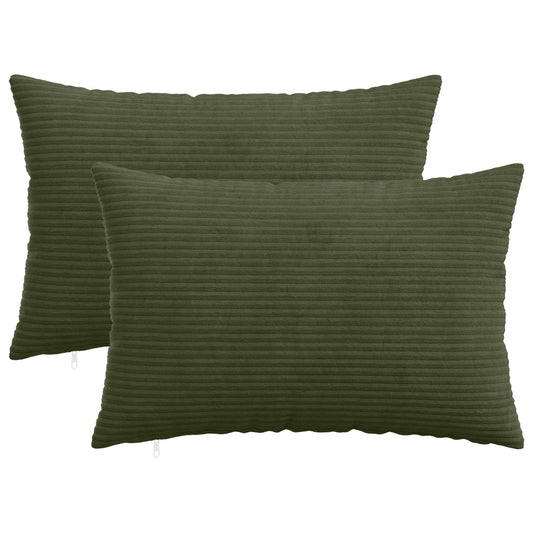Cushion Cover 2 pcs HEERLEN Green 50 x 80 cm Corduroy