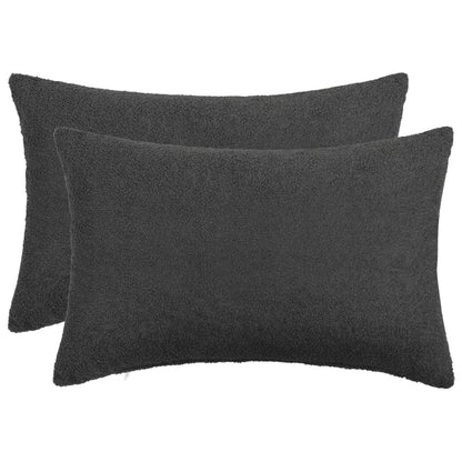 Cushion Cover 2 pcs HEERLEN Dark Grey 50 x 80 cm Bouclé