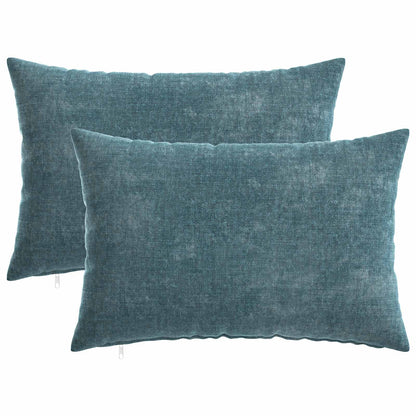 Cushion Cover 2 pcs HEERLEN Blue 50 x 80 cm Chenille Fabric