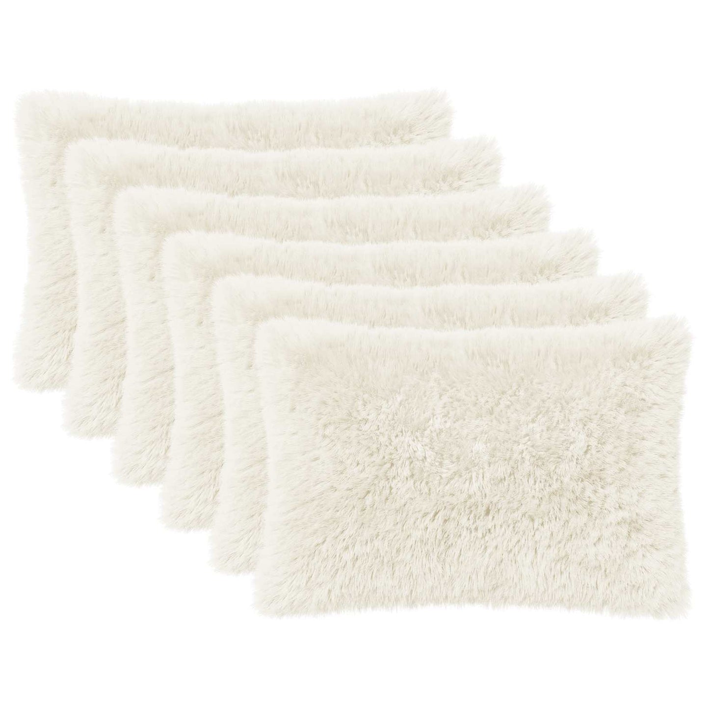 Cushion Cover 6 pcs HEERLEN White 50 x 80 cm PV Fleece