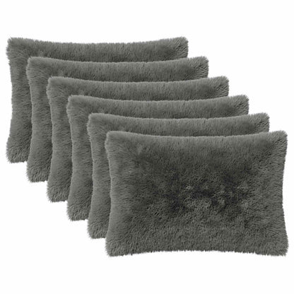 Cushion Cover 6 pcs HEERLEN Light Grey 50 x 80 cm PV Fleece