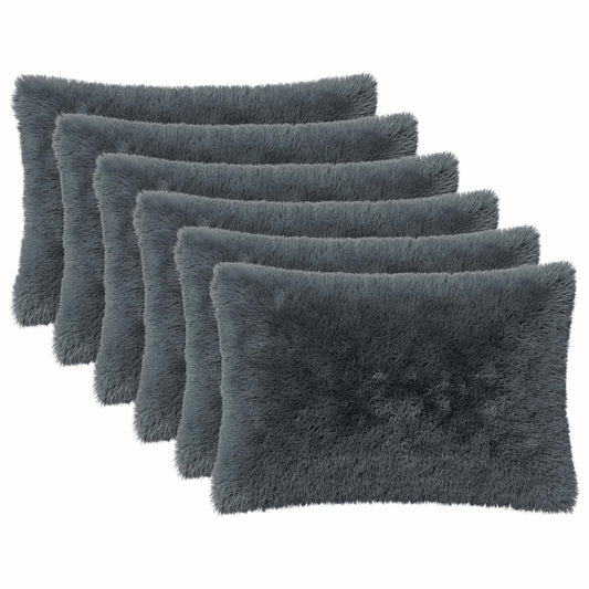 Cushion Cover 6 pcs HEERLEN Anthracite 50 x 80 cm PV Fleece