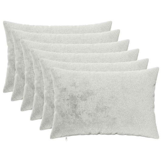 Cushion Cover 6 pcs HEERLEN Light Grey 50 x 80 cm Flannel