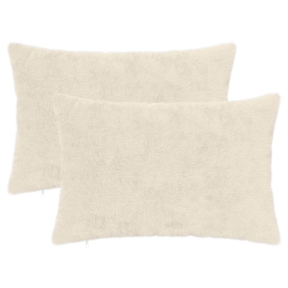 Cushion Cover 2 pcs HEERLEN White 50 x 80 cm Faux Rabbit Fur