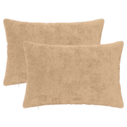Cushion Cover 2 pcs HEERLEN Cream 50 x 80 cm Faux Rabbit Fur