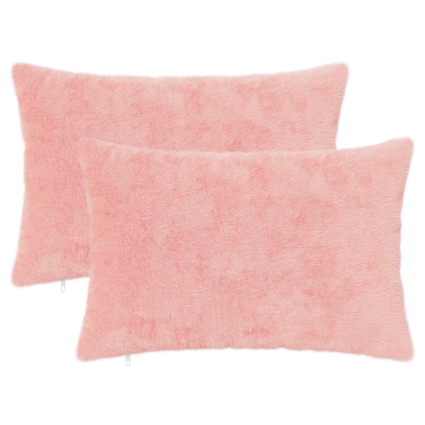 Cushion Cover 2 pcs HEERLEN Pink 50 x 80 cm Faux Rabbit Fur