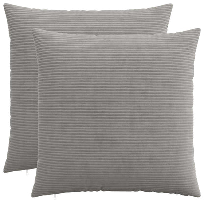 Cushion Cover 2 pcs HEERLEN Light Grey 55 x 55 cm Corduroy