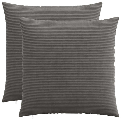 Cushion Cover 2 pcs HEERLEN Dark Grey 55 x 55 cm Corduroy