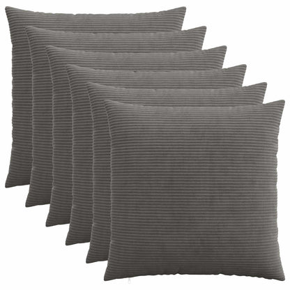 Cushion Cover 6 pcs HEERLEN Dark Grey 55 x 55 cm Corduroy