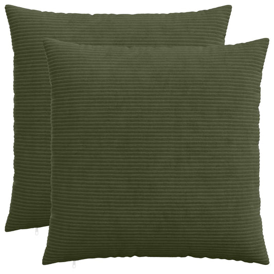 Cushion Cover 2 pcs HEERLEN Green 55 x 55 cm Corduroy