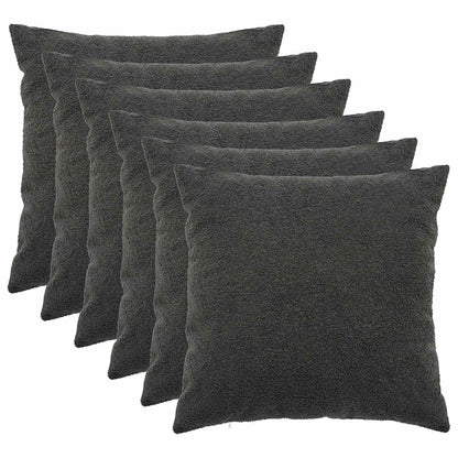 Cushion Cover 6 pcs HEERLEN Dark Grey 55 x 55 cm Bouclé