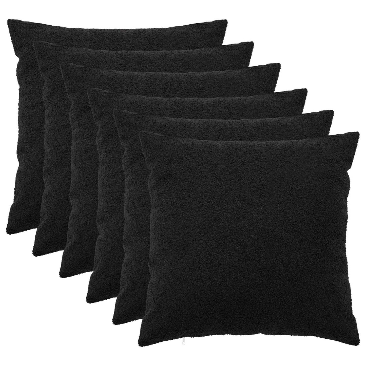 Cushion Cover 6 pcs HEERLEN Black 55 x 55 cm Bouclé