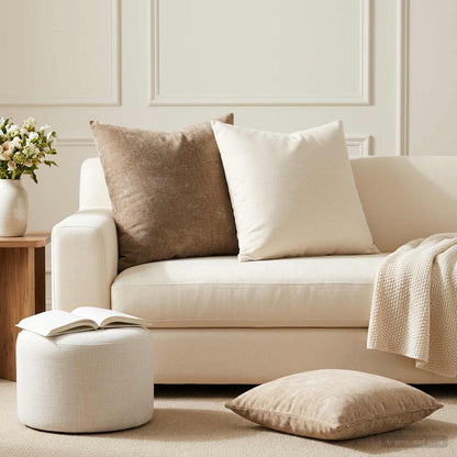 Cushion Cover 6 pcs HEERLEN Taupe 60 x 60 cm Chenille Fabric